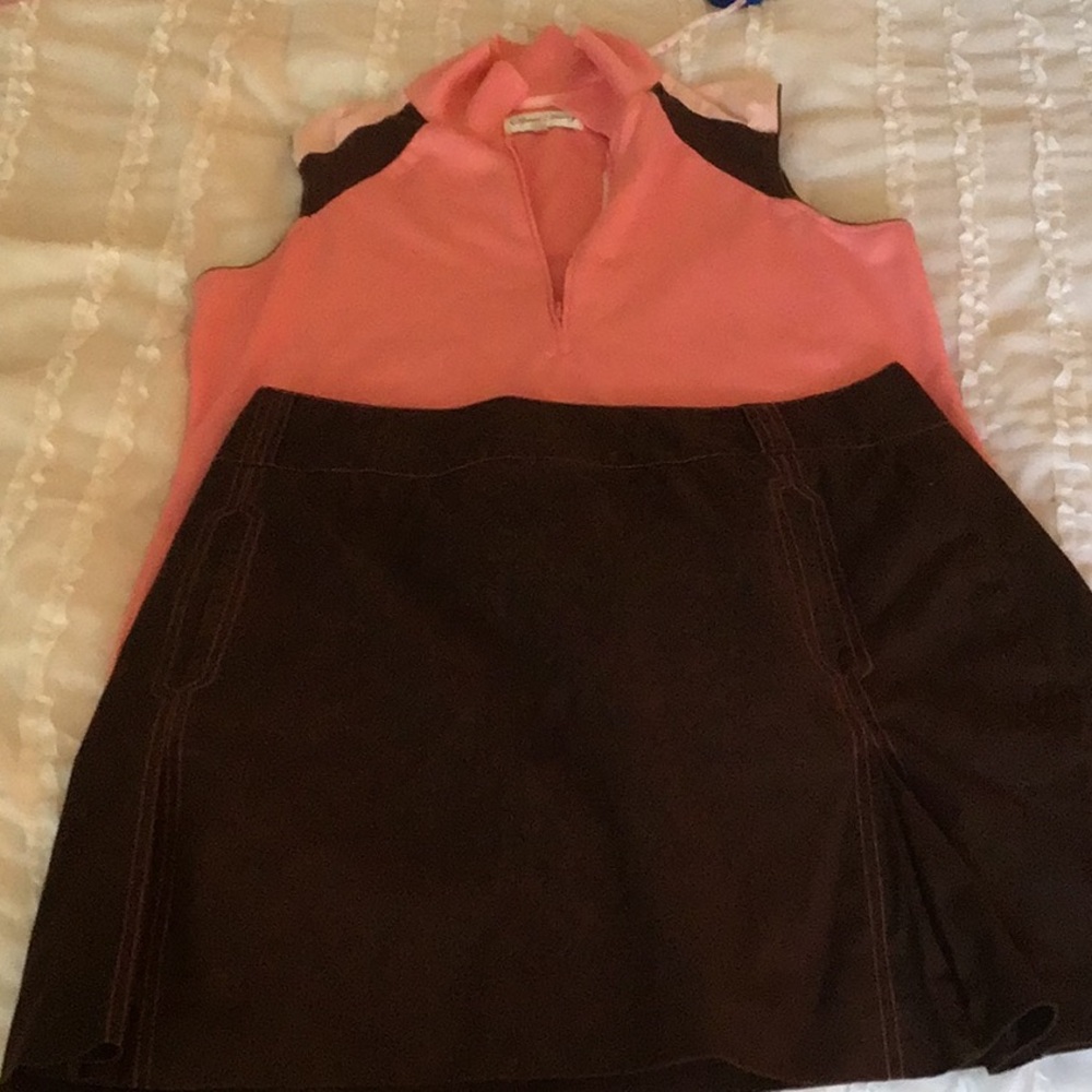 Two piece golf outfit Pink and Brown